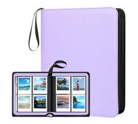 Ruibytree Album Photo pour Polaroid i-Type, 600 et SX-70, 256 Poches,Violet | Couverture en cuir PU imperméable, fermeture zippée, dragonne de transport, très grande capacité, pochettes de 9 × 11 cm