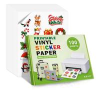 Ruibytree Lot de 100 feuilles de papier autocollant en vinyle imprimable | Impression jet d'encre, couleurs vives, séchage rapide, imperméable, design anti-boucles, compatible avec Cricut