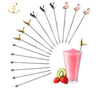 Ruicaifu Pics à Cocktail en Acier Inoxydable, 15Pcs Bâtonnets à Cocktail, Pics à Cocktail 3D, Bâtonnets de Fruits à Boisson, Brochettes de Cocktails pour Boissons, Fruits, Gâteaux(4 Styles)