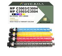 RUICAILI MP C3003 Compatible 841817 841820 841819 841818 Toner Cartridge Replacement Work for Ricoh Aficio MP C3003SP MP C3503SP MP C3004SP MP C3504SP(4, Noir Cyan Magenta Jaune)