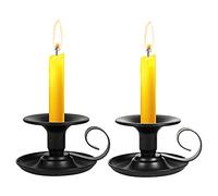 ruichrng Lot de 2 bougeoirs avec poignée, chandelier vintage, cadeau pour décoration de table, mariage, salle de bain, cuisine, balcon, décoration (noir)