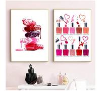 RuiChuangKeJi Art Toile Vernis À Ongles Impression Maquillage Beauté Affiche Salle De Bains Décor Vanité Peinture Ongles Salon Studio Décoration Murale50x70 cm Pas Fram X2