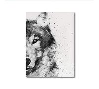 RuiChuangKeJi Impression sur Toile 50x70 cm sans Cadre Loup Aquarelle Art Peinture Noir Blanc Loup Affiche Woodland Forest Animal Image pour Salon Décor