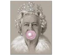 RuiChuangKeJi Superbe Image 30x50cm sans Cadre Elizabeth II Portrait Bubblegum Reine Affiches et Impression soufflant des Bulles Photo pour Salon