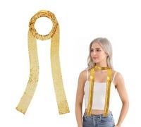 RuiChy Écharpe à Paillettes pour Femmes, Écharpe Métallique Brilliante Paillettes Métalliques Écharpe Longue Mince pour Adultes Accessoires de Costume Disco Années 80 Déguisements Fêtes Halloween, Or