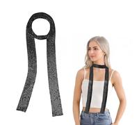 RuiChy Écharpe à Paillettes pour Femmes, Écharpe Métallique Brilliante Paillettes Métalliques Écharpe Longue Mince pour Adultes Accessoires de Costume Disco Années 80 Déguisements Halloween, Noir