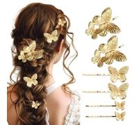 RuiChy Épingles à Cheveux Papillon Dorées Lot de 6 Pince Chignon en Métal Papillons Exquises Pinces à Cheveux Femmes Filles Accessoires Capillaires pour Mariage Fête Rendez-vous Usage Quotidien