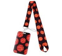 RuiChy Imprimé Basketball Porte Badge Tour de Cou Porte-Cartes avec Lanière Porte-badge Coulissant avec Cordon pour D'Identité Clés Téléphone, Protecteur de Carte pour Bureau Expositions École