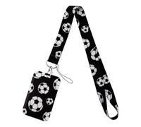 RuiChy Imprimé Football Porte Badge Tour de Cou Porte-Cartes avec Lanière Porte-badge Coulissant avec Cordon pour D'Identité Clés Téléphone, Protecteur de Carte pour Bureau Expositions École