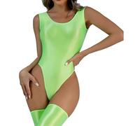 RuiChy Justaucorps d'une pièce pour femmes, Body brillant High Court High Coup sans manches, combinaison de danse Slim Fit Voir travers le justaucorps pour les maillots de bain Yoga Gym Voir travers