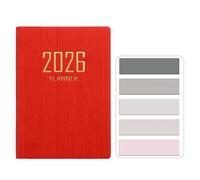 RuiChy Mini 2026 Agenda de Poche, Couverture Texturée en PU Petit A7 Planner Semainier 128 Pages Weekly Agenda Journalier Organisateur Calendrier Carnet avec Morandi Onglets D'Index (Rouge)