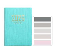 RuiChy Mini 2026 Agenda de Poche, Couverture Texturée en PU Petit A7 Planner Semainier 128 Pages Weekly Agenda Journalier Organisateur Calendrier Carnet avec Morandi Onglets D'Index (Cyan)