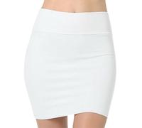RuiChy Mini Jupe Bodycon Haute Taille pour Femmes Casual Jupe Crayon Courte Sexy Uni Élastiquée et Élastique, Parfaite pour Soirée Tenue de Club et Tenues de Nuit, Blanc/L