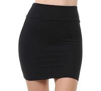 RuiChy Mini Jupe Bodycon Haute Taille pour Femmes Casual Jupe Crayon Courte Sexy Uni Élastiquée et Élastique, Parfaite pour Soirée Tenue de Club et Tenues de Nuit, Noir/XL