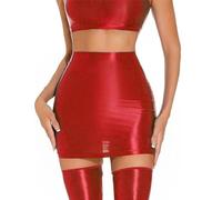 RuiChy Mini Jupes Brillantes pour Femmes, Jupe Crayon Taille Haute et Taille Brillante Sexy, Voir Travers des Jupes Courtes Hanche, Look Humide élastique, Jupe pour la boîte de Nuit fête soirée Rave