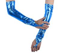 RuiChy Mitaines métalliques brillantes pour femme, longueur coude, gants d'opéra, chauffe-bras pour soirée, bal masqué, rave, cosplay, spectacle, boîte de nuit, tenue de danse