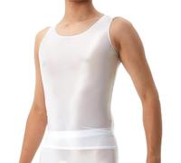 RuiChy Tops Court Brillant pour Homme, Débardeur Extensible sans Manches, Lisse et Brillant, Top musclé ajusté uni et Transparent Tenue de Streetwear, Chemise sans Couture Transparente col Rond Tenue