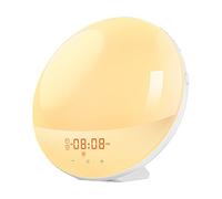 RUICUBEI Eveil Lumière LED,Simulateur D'Aube Réveil,Reveil Lumineux Temporisable,20 Niveaux de Luminosité Simulateur d'Aube et Crépuscule,8 Sons Naturels Fonction Snooze Veilleuse Enfant (1PCS)
