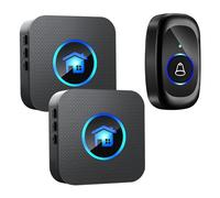 RUICUBEI Kit de Sonnette sans Fil, récepteur enfichable étanche IP65, portée de 400 m, 55 carillons, Volume à 5 Niveaux, lumière LED Bleue, Carillon de Porte sans Fil pour Maison, hôtel, Utilisation