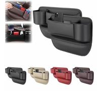 RUIDAM Boîte Rangement Siège Écart Voiture pour Volvo EX30 2023 2024, Organiseur Latéral pour Siège de Voiture Sac D'éCart Porte-Gobelet en Cuir Voiture,A/Black