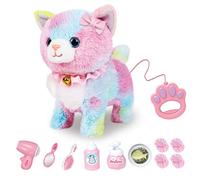RuiDaXiang Jouet Électronique en Peluche pour Chat Interactif Réaliste avec Laisse Télécommandée, Marchant, Comprend des Accessoires (Coloré)