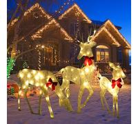 RuiDay 3 Cerf Lumineux Noel, Decoration Rennes Lumineux Noel, Décoration Extérieure De Renne D'intérieur, Renne Noel Exterieur LED pour Fête,Jardin,Cour,Vacances, Décoration d'hiver (A04)