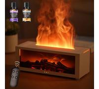 RuiDay Cheminée électrique, Cheminee Decorative, Diffuseur d'huiles essentielles, Humidificateur de cheminée avec 7 lumières colorées, pour Chambres et Bureaux (Blanc + Huile Essentielle)