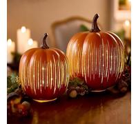 RuiDay Citrouilles Nuit Étoilée, Citrouilles Scintillantes à LED avec Minuteur, Décorations d'halloween pour Intérieur, Décorations de Citrouilles illuminées, Décorations pour la Maison (Jaune)