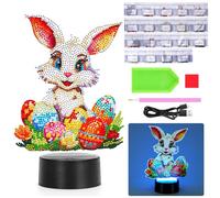 RuiDay Diamond Painting Lampe LED,Peinture Diamant Veilleuse Bricolage,Veilleuse LED pour enfants,Diamond Painting Enfant,Lampe de Nuit Chambre Décor,Cadeaux Anniversaire (Lapin)