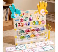RuiDay Jeux Montessori Mathématiques 2 en 1, Labyrinthe Magnetique, Jouet de Comptage et Tri en Bois, Jeu Educatif pour Apprendre a Compter, Motricité Fine (A)