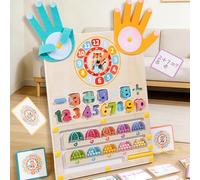 RuiDay Jeux Montessori Mathématiques 3 en 1, Labyrinthe Magnetique, Jouet de Comptage et Tri en Bois avec Horloge, Jeu Educatif pour Apprendre a Compter, Motricité Fine (B)
