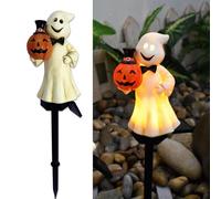 RuiDay Lanterne Citrouille d'halloween, lumières sur Piquet d'halloween, Lampe Solaire Exterieur, Lumière d'ambiance Solaire fantôme d'halloween, décorations d'halloween (A)