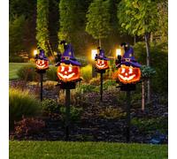 RuiDay Lanterne citrouille Halloween, Lampe solaire extérieure, Lumière d'ambiance fantôme Halloween, décorations (C)