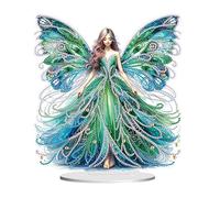 RuiDay Ornement de Bureau Ailes de Fée, 5D Diamant Peinture Ornements, Decoration de Bureau Peinture Diamant Bricolage Simple Face Strass Artisanat Base en Bois, Cadeau(25CM)