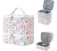 RuiDay Rangement Vernis a Ongle, Malette Onglerie en Cuir PU pour 30 Bouteille (15ml) et Lampe UV Ongles, Double Couche, Portable Organisateur de Vernis à Ongles