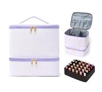 RuiDay Sac de Rangement Vernis à Ongle, Couche Double Trousse Maquillage, Malette Onglerie Organisateur 30 Bouteille & Lampe à Ongles, Trousse de Toilette Voyage pour Femmes (Violet)