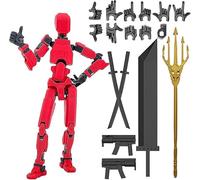 RuiDay T13 Action Figure, 13CM Figurine d'action Titan 13, Figurines d'action Multi-Articulations Lucky 13, Dummy 13 Figurine, Décoration de Bureau (Rouge Noir)