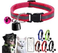 RuiDay Traceur GPS Chat, Mini Traceur GPS pour Chat, Collier Localisateur pour Chat Chien, Localisation en Temps réel, Collier Traceur Chat, Compatible iOS & Android (Rose Rouge)