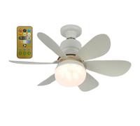 RuiDay Ventilateur de Plafond avec Lumière et Telecommande, LED Ventilateur Dimmable Plafonnier, E27 lustre ventilateur, 6 Pales,3 Vitesses,Timing, pour Salon, Chambre (30W)