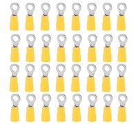 Ruidee 50 Pièces Bornes à Anneau Connecteurs Électriques M5 PVC Oeillet Anneau Isolé Cosses Jaune Cuivre Connecteur Terminal pour Connexion Câbles, Fils (PRY5)