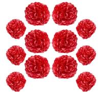 Ruidee Lot de 12 pompons en tissu - Fleurs à suspendre de 25,4 cm et 30,5 cm pour décoration de fête de mariage (rouge)