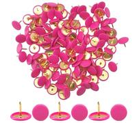 Ruidee Lot de 150 punaises rondes en métal avec têtes en plastique et pointes en acier (rose rouge)