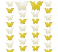 Ruidee Lot de 4 grandes guirlandes de papillons en papier à suspendre pour Halloween, fête d'anniversaire, fête prénatale, mariage, vitrine (jaune/HD)