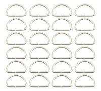 Ruidee Lot de 50 anneaux en D en métal - 25 mm - Boucles en forme de D - Anneaux de fixation en D - Demi-anneaux pour sangles, sac à dos (D/25 mm)