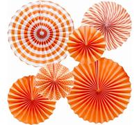 Ruidee Lot de 6 éventails en papier pour fans - Décoration à suspendre - Décoration décorative pour anniversaire, mariage, carnaval, fête prénatale, fête à la maison (orange)