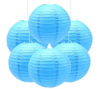 Ruidee Lot de 6 lanternes en papier rondes - Pour mariage, fête, anniversaire - Bleu ciel