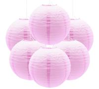 Ruidee Lot de 6 lanternes rondes en papier pour mariage, fête, décoration d'anniversaire (rose)