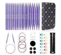 RUIDI Kit d'Aiguilles à Tricoter, Aiguilles Circulaires Interchangeables en Aluminium avec Étui et Accessoires, 13 Paires d'Aiguilles Circulaires (13cm), tailles 2,75mm à 10mm (Violet)