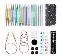 RUIDI Kit d'Aiguilles à Tricoter, Aiguilles Circulaires Interchangeables en Aluminium Léger avec Étui et Accessoires, 13 Paires d'Aiguilles Circulaires Tricot(10cm), tailles 2,75mm à 10mm