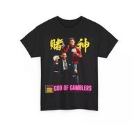 RUIdrSEDFG God of Gamblers Chow Yun Fat Hong Kong Cinema Collection Unisex Heavy Cotton T-Shirt Black L